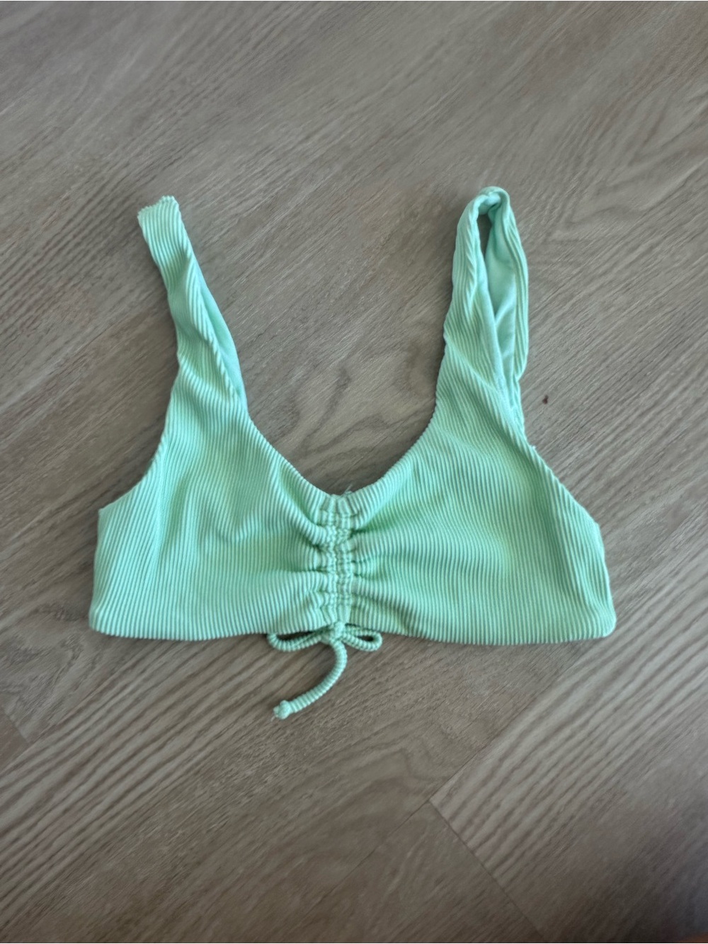 Roxy Mint Green Ribbed Swim Top with Drawstring